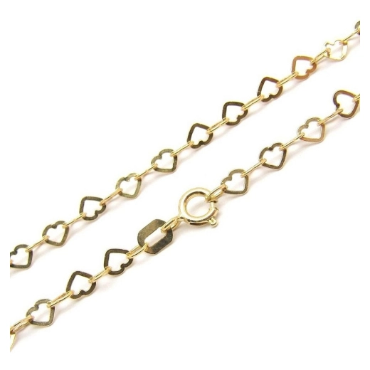 Corrente de ouro 18k Love elo coração 3mm 1,85 gramas 45cm Produto Corrente de ouro 18k Love elo coração 3mm 1,85 gramas 45cm