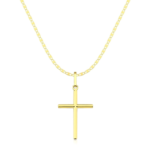 Cordão masculino de ouro 18k Piastrine e cruz tamanho 2,2cm Produto Cordão masculino de ouro 18k Piastrine e cruz tamanho 2,2cm