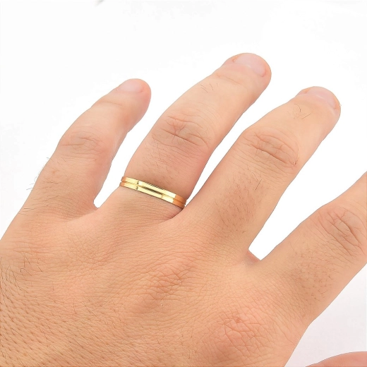 Aliança de Casamento de Ouro 18k 3mm com Friso ao Meio Produto Aliança de Casamento de Ouro 18k 3mm com Friso ao Meio