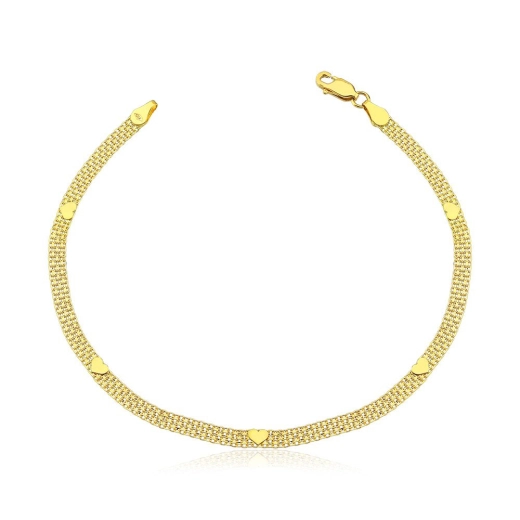 Produto Pulseira Feminina Bismark Esteira Com Coração de Ouro 18k