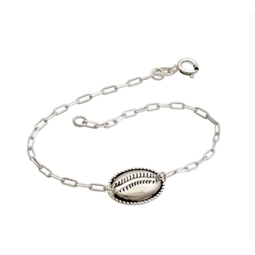 Pulseira elo quadrado buzios bali - prata 925 Produto Pulseira elo quadrado buzios bali - prata 925