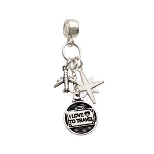 Produto Berloque para pulseira prata 925 I Love to travel
