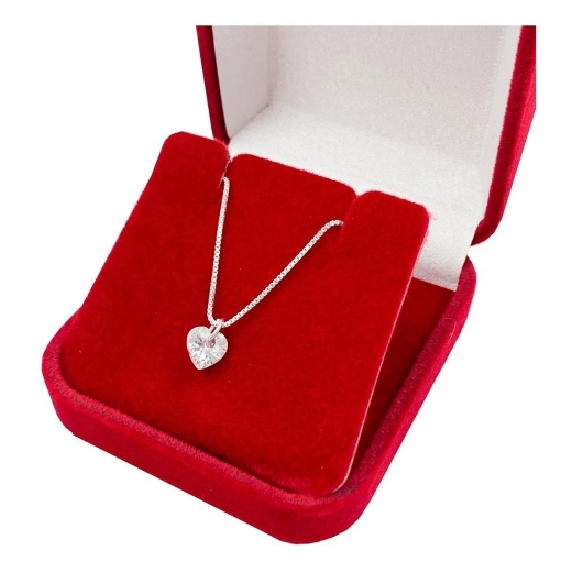 Produto Colar Ponto de Luz Coração 45cm + Caixinha Prata 925