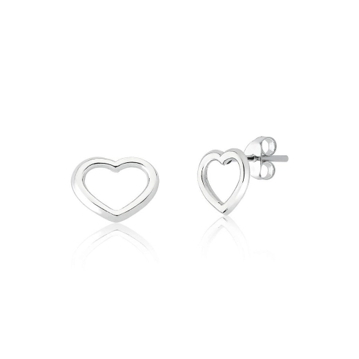 Produto Brincos coração liso vazado 8mm x 10mm prata 925