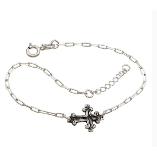 Produto Pulseira elo quadrado cruz bali - prata 925