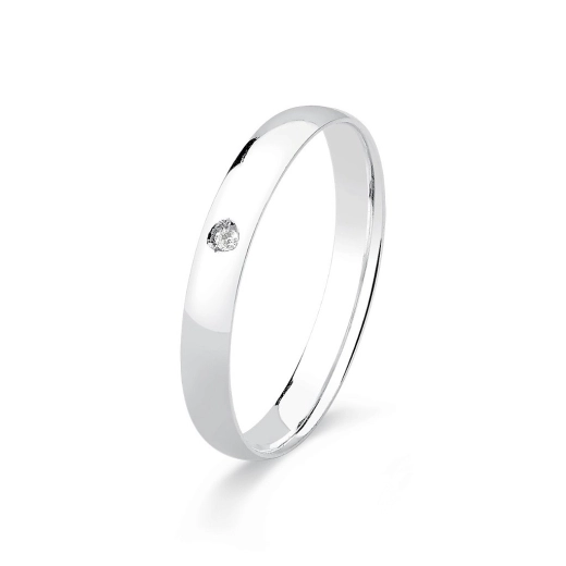 Produto Aliança de prata 925 abaulada 3mm com zircônia