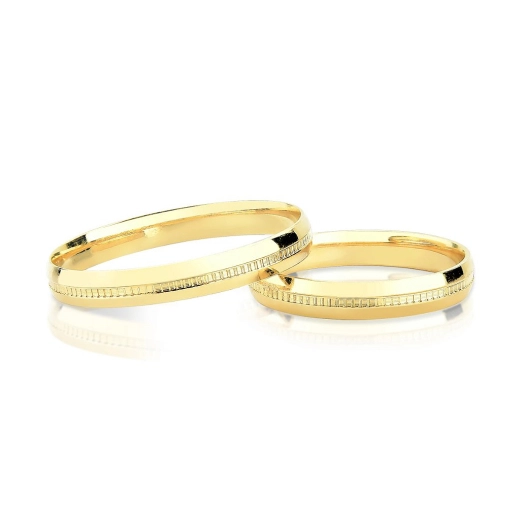 Produto Aliança de Ouro 18k 3mm com Friso Detalhado no Meio