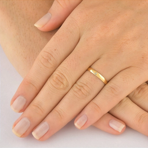 Produto Aliança de Ouro 18k 2.8mm com Diamante Anatômica
