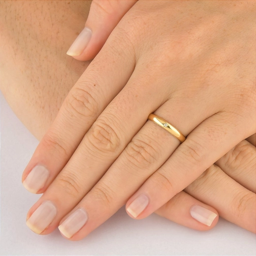 Aliança de Casamento em Ouro 18k Anatômica 3mm com Diamante 1,5pt Produto Aliança de Casamento em Ouro 18k Anatômica 3mm com Diamante 1,5pt