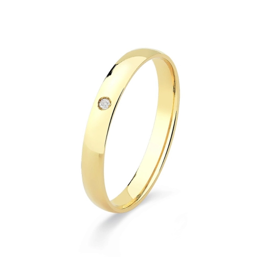 Produto Aliança de Ouro 18k 2.8mm com Diamante Anatômica