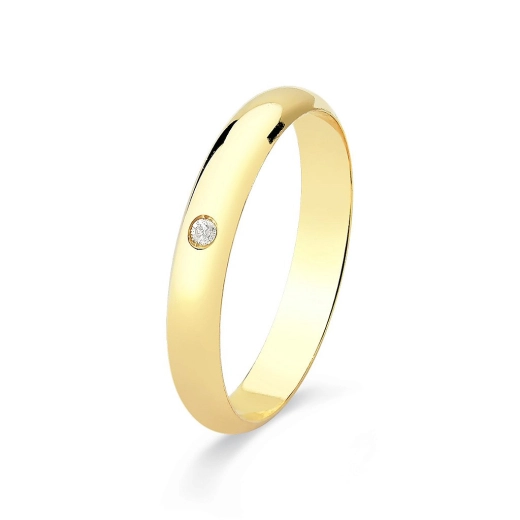 Aliança de Casamento em Ouro 18k Anatômica 3mm com Diamante 1,5pt Produto Aliança de Casamento em Ouro 18k Anatômica 3mm com Diamante 1,5pt