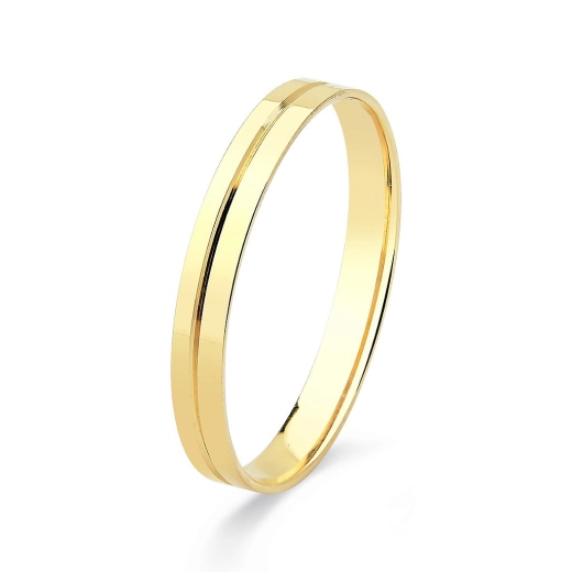 Aliança de Casamento de Ouro 18k 3mm com Friso ao Meio Produto Aliança de Casamento de Ouro 18k 3mm com Friso ao Meio