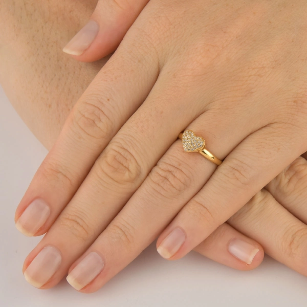 Produto Anel Chuveirinho de Ouro 18k Feminino em formato de Coração