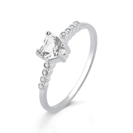 Anel de prata 925 solitario Coração com pedras de zircônias Verde Produto Anel de prata 925 solitario Coração com pedras de zircônias Verde