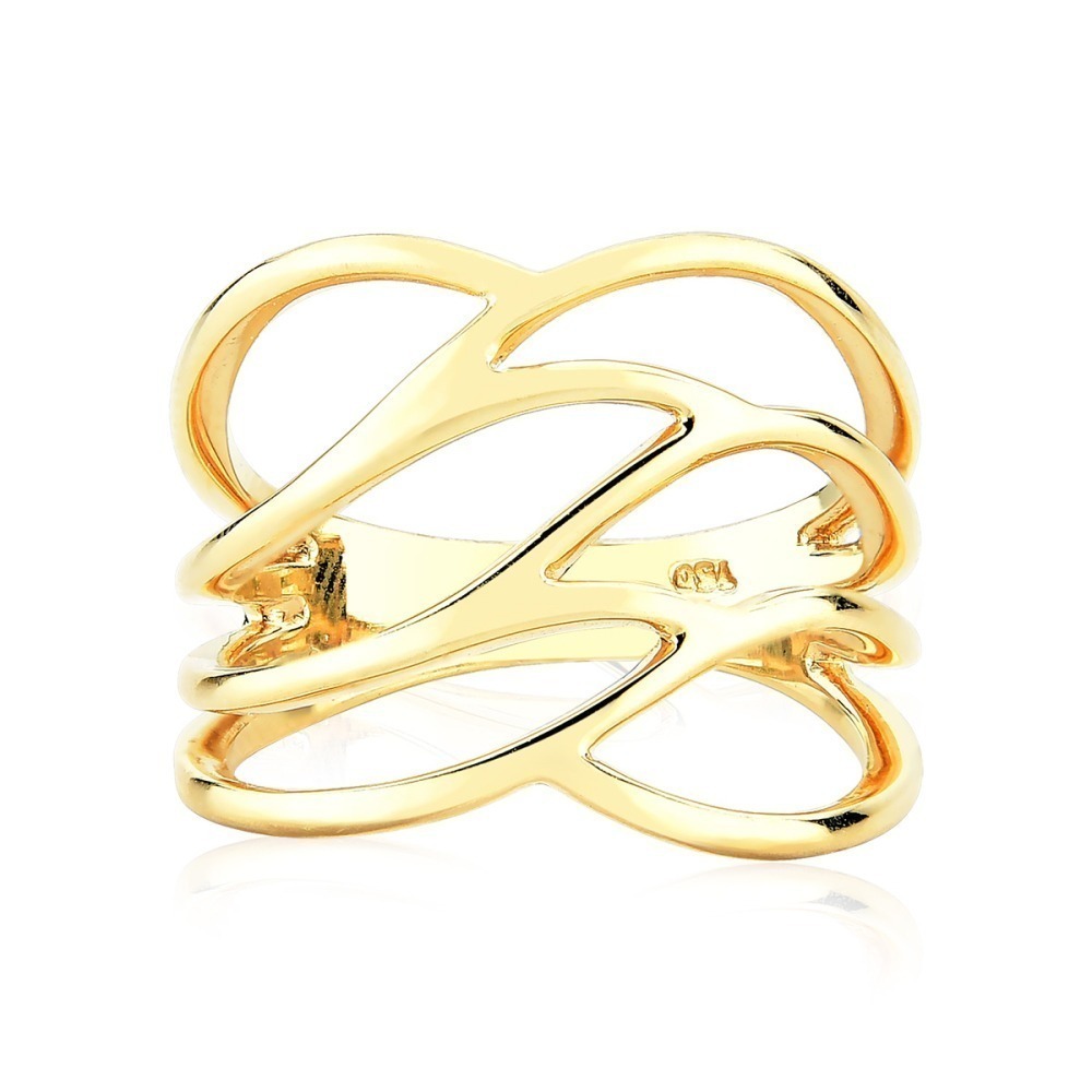 Produto Anel de Ouro 18k Aros com Curvas Sinuosas