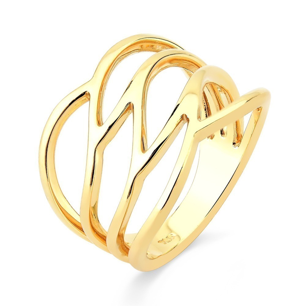 Produto Anel de Ouro 18k Aros com Curvas Sinuosas