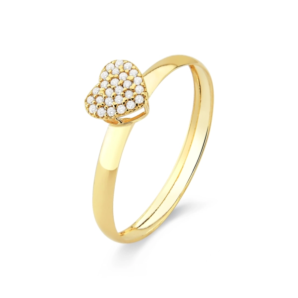Produto Anel de Ouro 18k Chuveirinho Coração com zircônias