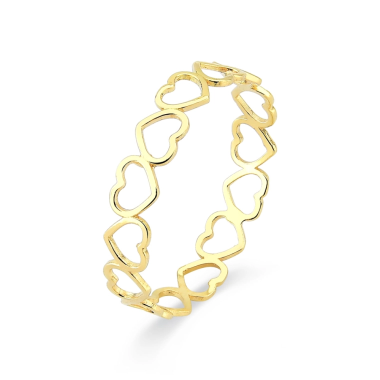 Produto Anel de Ouro 18k Corações Vazados