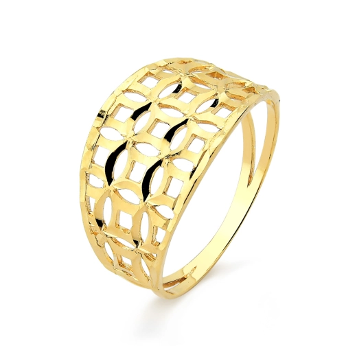 Produto Anel de Ouro Diamantado e Vazado