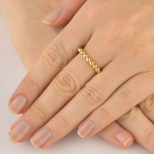 Produto Anel de Ouro 18k Esferas Delicadas