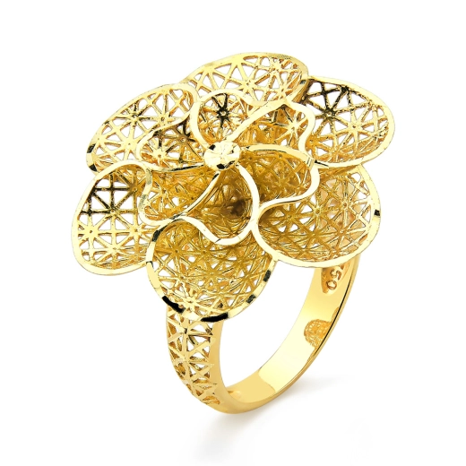 Produto Anel de Ouro 18k Flor Vazada