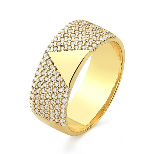 Produto Anel de Ouro 18k Triangulo e Pedras Brilhantes