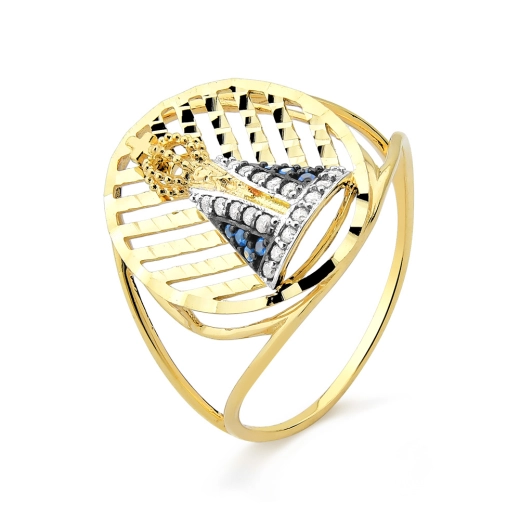Produto Anel de Ouro 18k Nossa Senhora Aparecida com Manto Azul