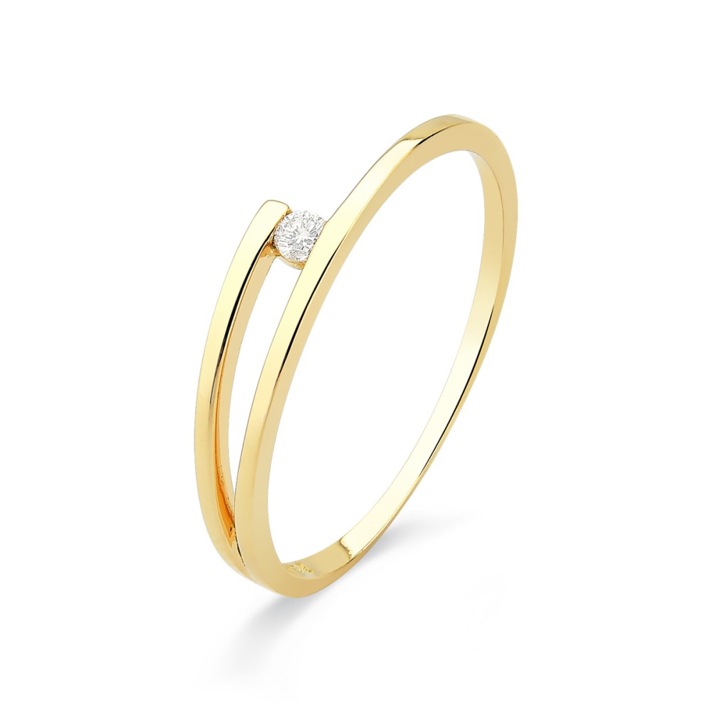 Produto Anel de Ouro 18k Solitário com Diamante