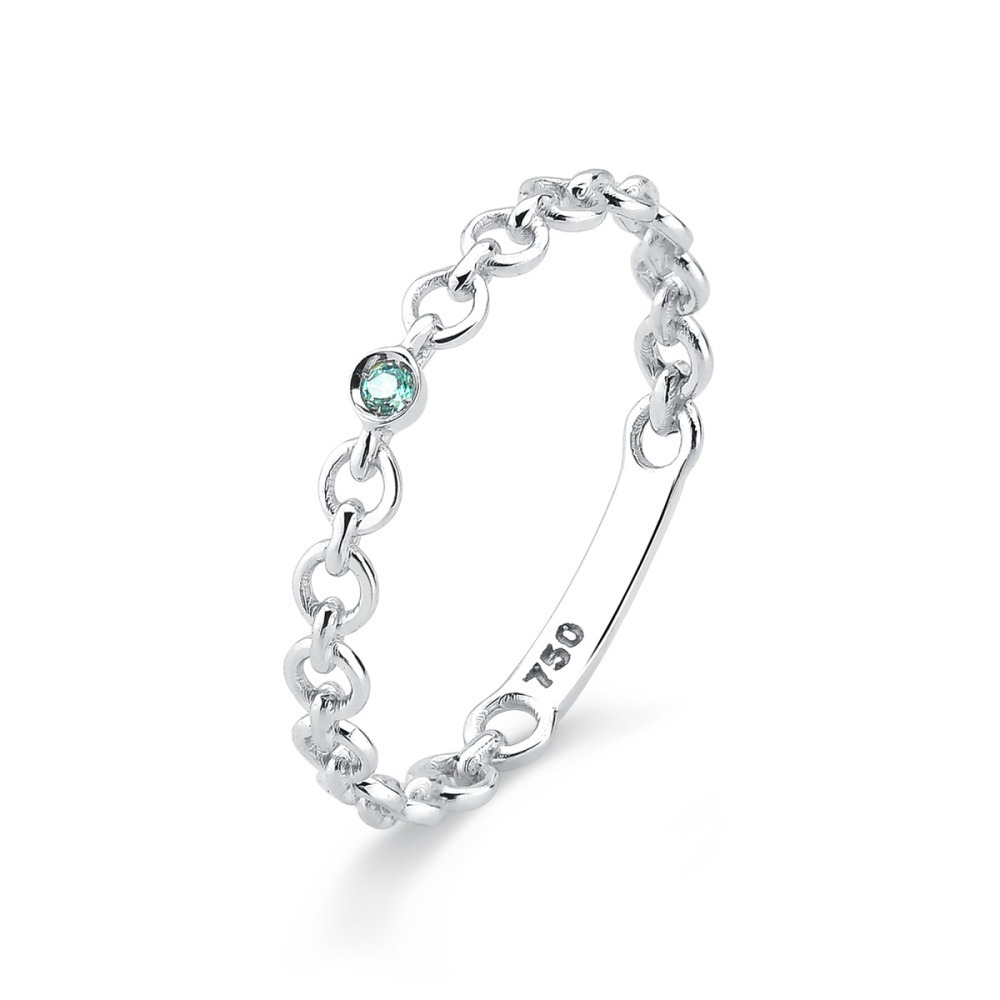 Produto Anel de Ouro Branco 18k Cadeado com Topázio Azul Claro