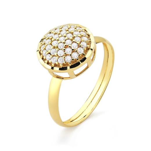 Produto Anel Feminino de Ouro 18k Pavê Redondo com Zircônias