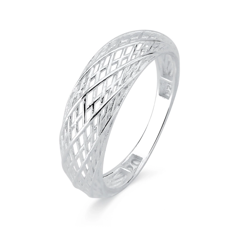 Produto Anel de Prata 925 Aros Vazados e Detalhados