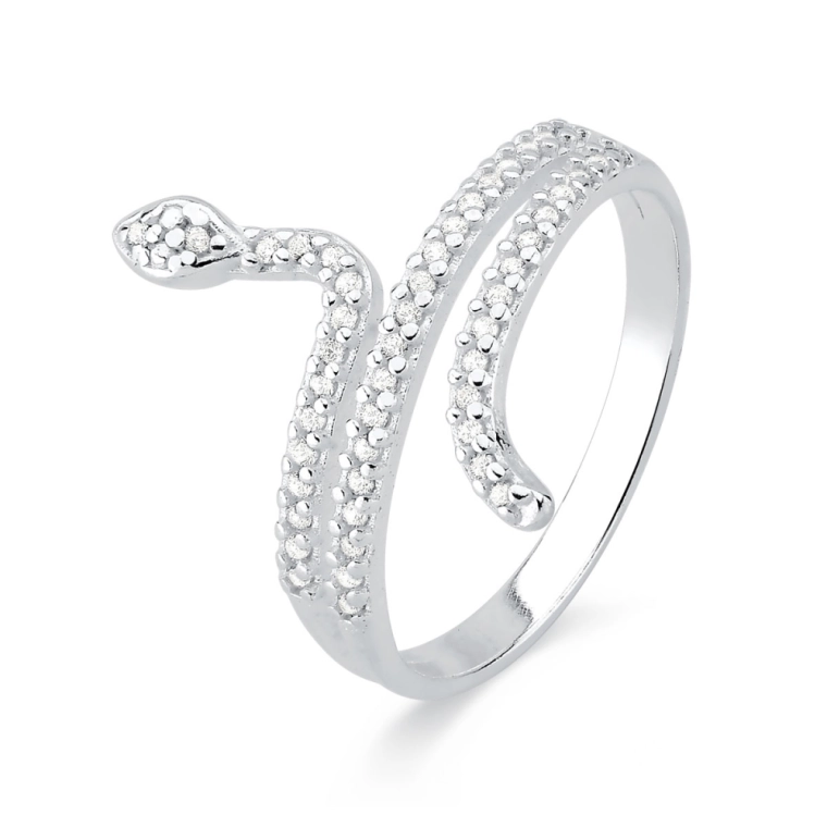 Produto Anel de Prata 925 Cobra com Zircônias