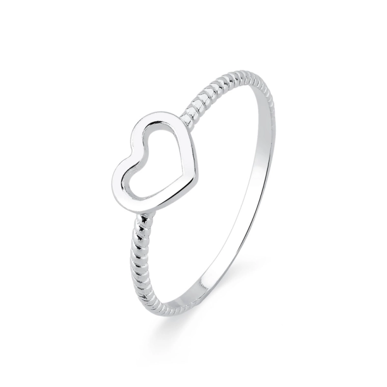 Produto Anel de Prata 925 Coração e Detalhado