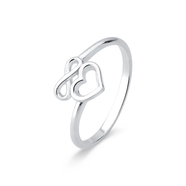 Anel de Prata 925 Coração e Infinito Vazados Produto Anel de Prata 925 Coração e Infinito Vazados