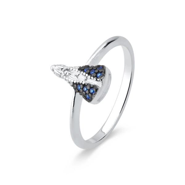 Produto Anel de Prata 925 Nossa Senhora Aparecida com Manto Azul