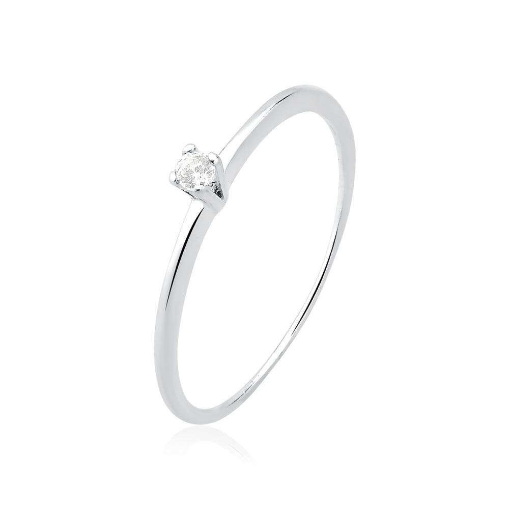 Anel Feminino de Prata 925 Solitário 2mm Produto Anel Feminino de Prata 925 Solitário 2mm