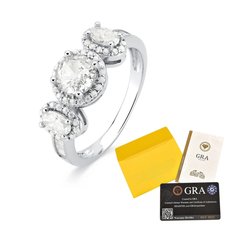 Anel Moissanite de Prata 925 Ponto de Luz Cravejado Cristal Produto Anel Moissanite de Prata 925 Ponto de Luz Cravejado Cristal