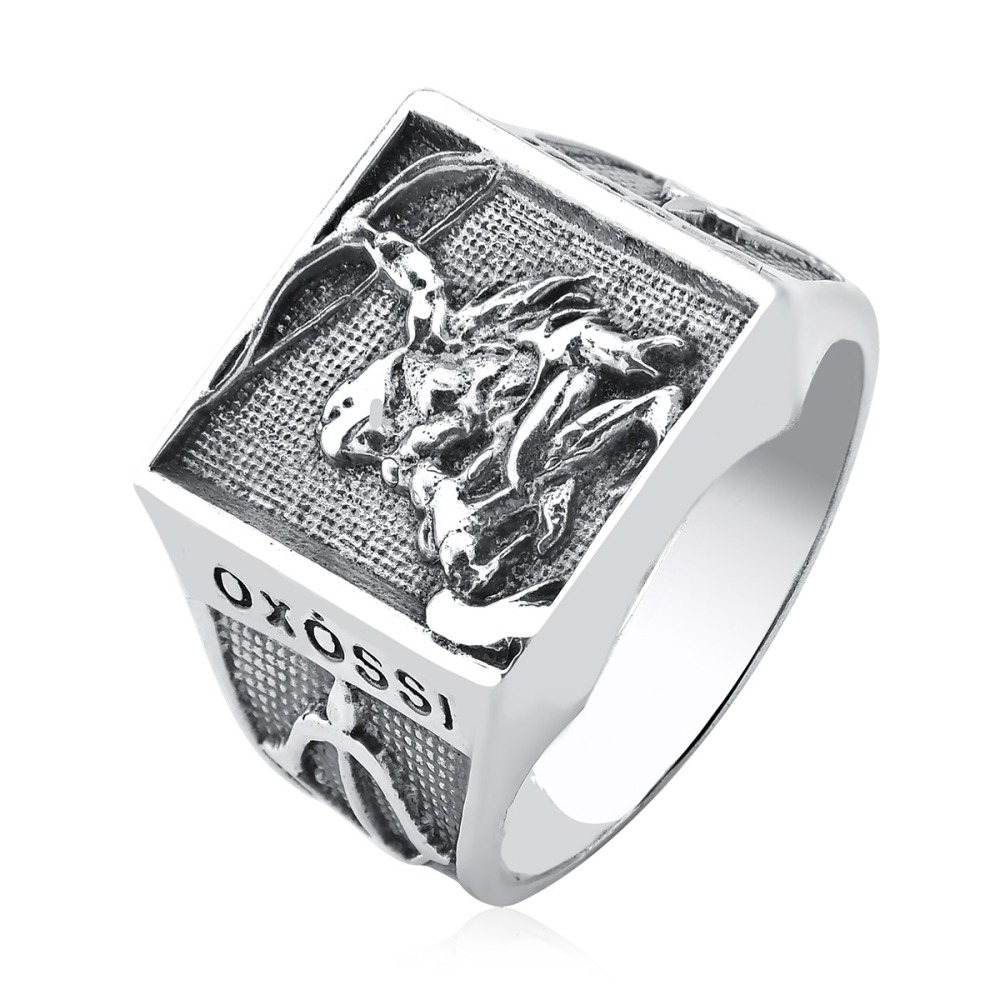 Anel Orixá de Prata 925 Oxóssi Envelhecida Produto Anel Orixá de Prata 925 Oxóssi Envelhecida