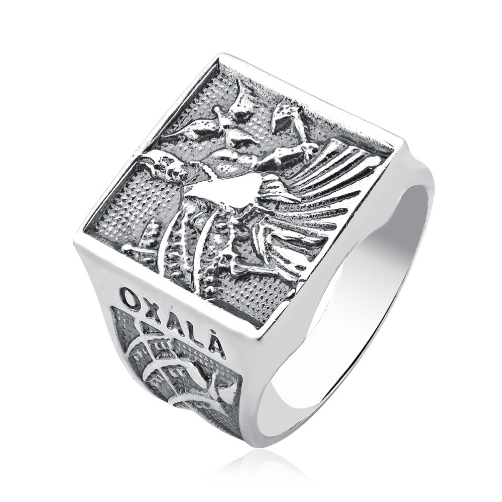 Anel Orixá de Prata 925 Oxalá Envelhecida Produto Anel Orixá de Prata 925 Oxalá Envelhecida