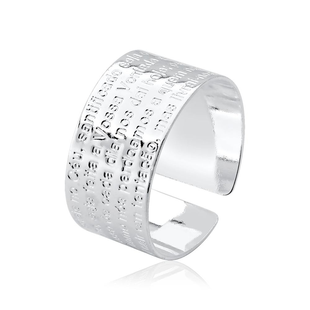 Produto Anel Regulável Oração Pai Nosso Prata 925