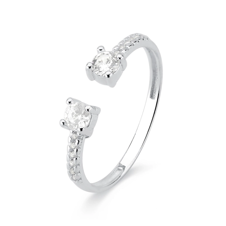 Produto Anel Regulável de Prata 925 Ponto de Luz Cravejado