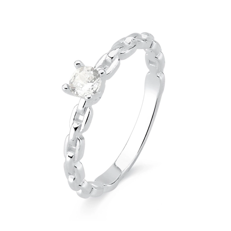 Produto Anel Solitário de Prata 925 Cadeado e 3mm