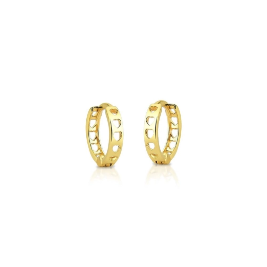 Produto Argola de Ouro 18k Redonda com Corações Vazados