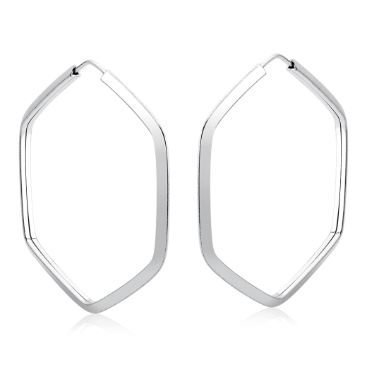 Produto Argola Feminina de Prata 925 Hexágono 42mm