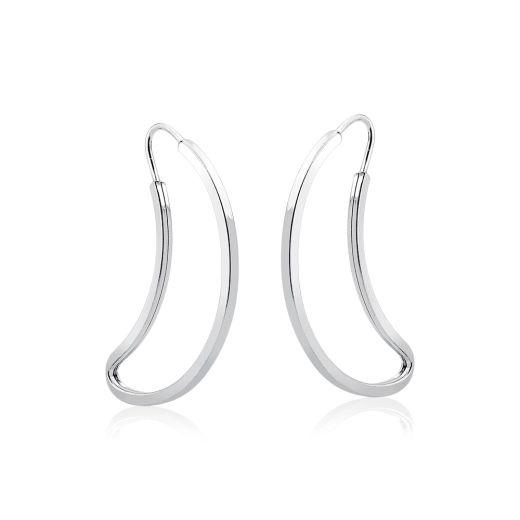 Produto Argola Feminina de Prata 925 Lua Vazada 29mm