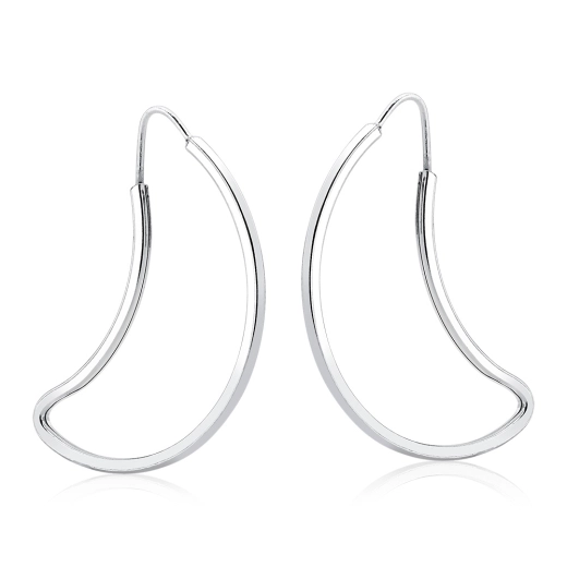 Produto Argola Feminina de Prata 925 Lua Vazada 34mm