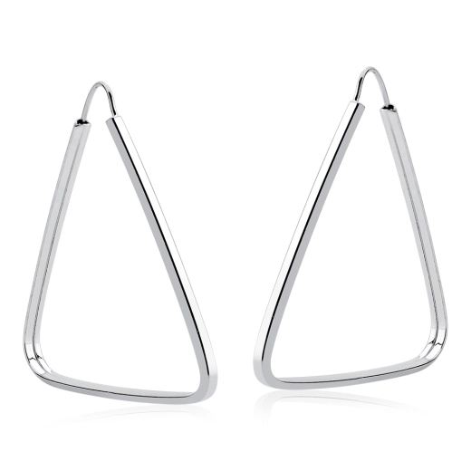 Produto Brinco Feminino Argola de Prata 925 Triângulo 35mm