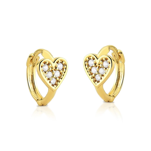 Produto Argola de ouro 18k com coração cravejado