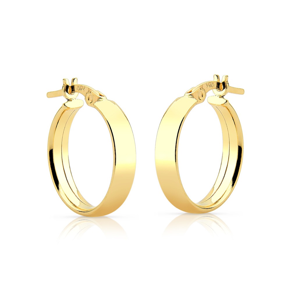 Argola de Ouro 15mm x 3mm - Brinco Feminino de Ouro Produto Argola de Ouro 15mm x 3mm - Brinco Feminino de Ouro