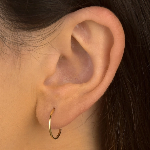 Produto Argola de Ouro 18k Redonda 14mm fio quadrado 750